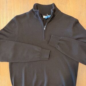 SuitSupply Brown Half-Zip Merino Sweater Men's Medium
